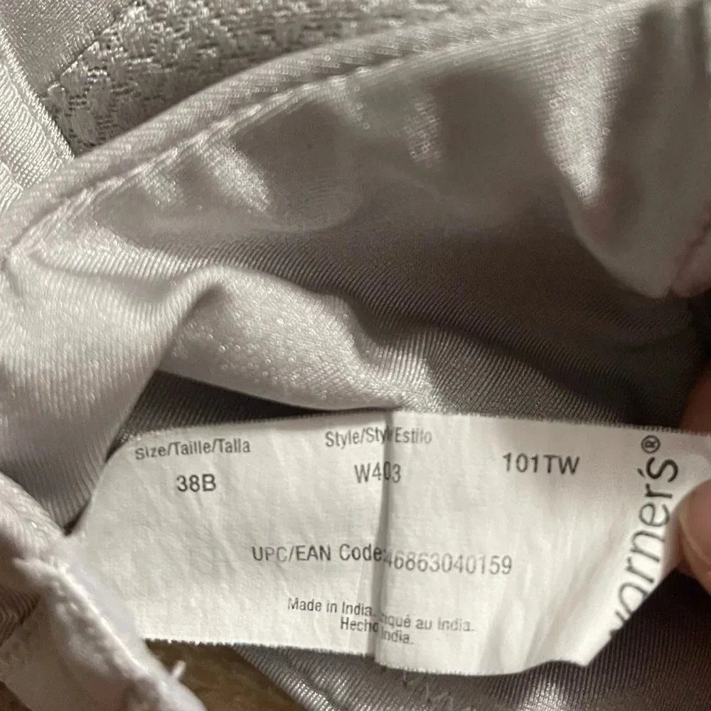 Warner's Wire Free T-Shirt Bra White Back Smoothing Size 38B